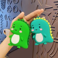 かわいい恐竜シリコンバッグ漫画恐竜ベビー小銭入れ子供のキーバッグペンダントヘッドフォン収納袋