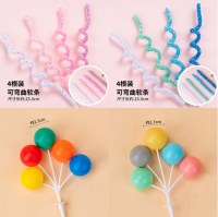 ケーキデコレーションソフトストリップカラフルなDIY可塑性シンプルで多用途ツイストスティック誕生日デザートテーブルプラグインプラスチックボール