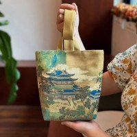 調節可能なニッチレトロキャンバスバケットバッグ長方形ハンドバッグ