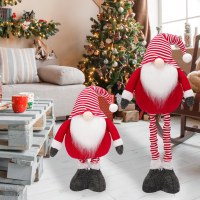 新しいクリスマス装飾ストライプ顔のない人形立ち人形北欧サンタクロース伸縮人形