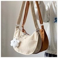 大容量餃子バッグ和風インレトロコーデュロイキャンバスバッグ多用途通勤クロスボディバッグガールショルダーバッグ