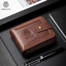 第一層牛革 RFID 盗難防止ブラシ本革横型財布レトロハイエンドメンズショートウォレット