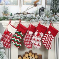 新しいクリスマス装飾ウールソックス赤と白のヘラジカギフトバッグ子供のギフトバッグニットクリスマスソックス