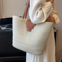 新しい多用途織バッグ大容量綿ストローバッグ海辺の休暇ビーチバッグ卸売シンプルな女性のバッグ