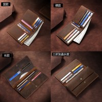 卸売多機能三つ折り財布メンズ本革レトロクラッチ人気大容量クレイジーホースレザー長財布