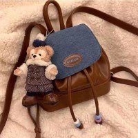 新しいレトロかわいいデニムガールバックパックイン学生小さなバックパックニッチスクールバッグ