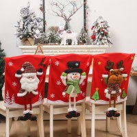 新しいクリスマス生地漫画三次元人形上げ手と長い脚の椅子セットキッチンテーブル装飾小道具