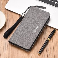 財布 メンズ ロング メンズ ジッパー キャンバス クラッチ メンズ ハンドバッグ