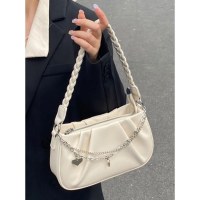 女性用ニッチデザインバッグ、プリーツ入りのパーソナライズされたクラウドバッグ、ハンドバッグ、シンプルで多用途、ファッショナブルなジッパーチェーン脇の下バッグ