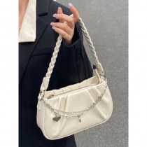 女性用ニッチデザインバッグ、プリーツ入りのパーソナライズされたクラウドバッグ、ハンドバッグ、シンプルで多用途、ファッショナブルなジッパーチェーン脇の下バッグ
