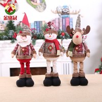 新しいクリスマスレトロトランペットスノーフレークチェック柄伸縮人形ホテルバーショッピングモール装飾アレンジメント装飾品