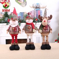 新しいクリスマスレトロトランペットスノーフレークチェック柄伸縮人形ホテルバーショッピングモール装飾アレンジメント装飾品