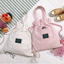 巾着キャンバスバッグ新しい卸売巾着ショルダーバッグ韓国スタイルシンプルな多機能ガールズバックパック
