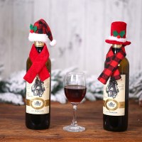 クリスマスクリエイティブデコレーションスカーフ帽子ツーピースセット赤ワインボトルセットホテルレストラン装飾装飾用品
