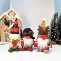 新しいクリスマス装飾チェック柄帽子森の老人の装飾枝角ドワーフルドルフ小さな人形