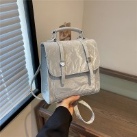 バックパック 2024 新しいファッショントレンド pu レディースバッグカレッジスタイルシンプルなカバースタイルカジュアルバックパック