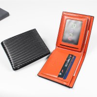 新しい売れ筋カーボンファイバー財布メンズカードホルダー大容量マルチカードスロットチェンジスロットショートウォレット財布