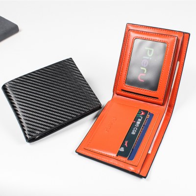 新しい売れ筋カーボンファイバー財布メンズカードホルダー大容量マルチカードスロットチェンジスロットショートウォレット財布