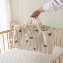 韓国イン新しい純綿刺繍トラベルバッグ大容量荷物バッグ軽量収納ポータブルクロスボディ ママバッグ