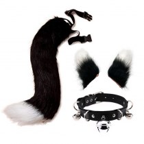 ハロウィン手作りオオカミの耳のヘアピンキツネの尻尾 cos 動物の耳と尾スーツアクセサリーパーソナライズされたベルネック首輪