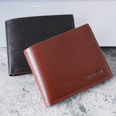 ジッパー付きショートウォレットメンズウォレット横型メンズウォレット卸売超薄型学生二つ折りシンプルなPUレザー