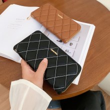 シンプル、軽い、高級感、万能、ロングスタイル レディース財布 おしゃれ ワンプルバッグ ひし形 20%OFF コインカードホルダー ロングスタイル 大容量