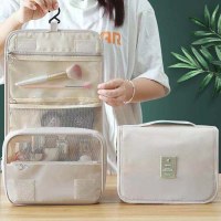 ツイル吊り旅行用トイレタリーバッグ、化粧品バッグ、大容量オックスフォード布フックトイレタリーバッグ、旅行用収納バッグ