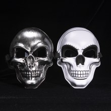 ホワイトゴーストヘッドスケルトンマスクハロウィーンホラーゴールドとシルバーマスクホラースマイルフェイスコールドライトパッチマスク