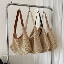 夏の新作人気レディース手持ち織りバッグ、ファッショナブルでスタイリッシュなショルダートートバッグ、海辺旅行ビーチストローバッグ