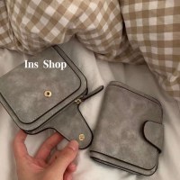 Ins Shop レトロブラウン財布女性 ins 学生小銭入れ折りたたみ可能な機内持ち込み小型バッグドキュメントバッグ
