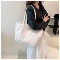 キャンバスバッグ レディース 大容量 ストライプ トート ショルダーバッグ レッド ショッピングバッグ カジュアル 大きめバッグ