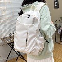 シンプルなソリッドカラーのコンピュータバックパック大学高校バッグフォレストキャンパスキャンバスバックパック男性と女性用