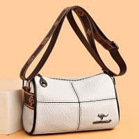 牛革レディースバッグ、ファッショナブルな中年クロスボディバッグ、新しいバッグ、女性の大容量刺繍糸ソフトレザーショルダーバッグ