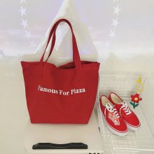 レッドキャンバスバッグカジュアルレタープリントキャンバスショルダーバッグ大容量学生バッグ2024新しいスタイル