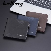 新しいメンズショートウォレット横型ビジネスマルチカードスロットジッパー小銭入れ男性用