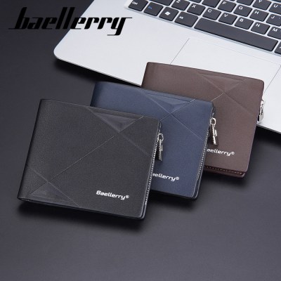 新しいメンズショートウォレット横型ビジネスマルチカードスロットジッパー小銭入れ男性用