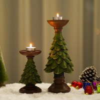Weilit グリーンクリスマス杉クリスマスツリー燭台デスクトップリビングルーム装飾飾りクリスマス小さなギフトギフト