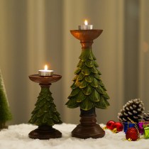 Weilit グリーンクリスマス杉クリスマスツリー燭台デスクトップリビングルーム装飾飾りクリスマス小さなギフトギフト