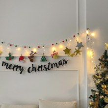 クリスマスデコレーションフォトウォールブーケホオジロパーティーアレンジメントデコレーションクリップクリスマスツリーフェルト小旗