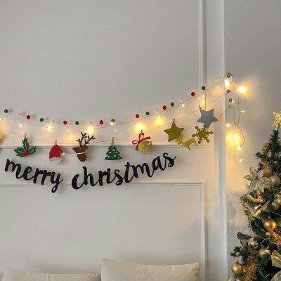 クリスマスデコレーションフォトウォールブーケホオジロパーティーアレンジメントデコレーションクリップクリスマスツリーフェルト小旗