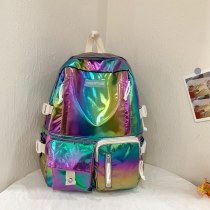 女性用のトレンディーなレーザー バックパック の韓国版、防水大容量の中学生のスクールバッグ、クールな高校生の バックパック トラベルバッグ