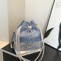 女性のための夏のクロスボディバッグ 2024 新しい大容量ブルーバケットバッグ多用途バックパック