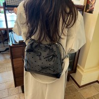 蝶結び水玉模様のシングルショルダー脇の下バッグバックパック 2024 新しいファッション多機能トレンディなバケットバッグ