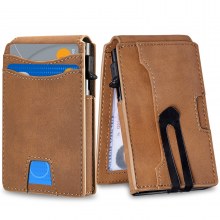 新しいビジネス財布メンズハイエンド盗難防止ブラシ多機能ショートフリップカバー 20% オフメタルカードホルダー