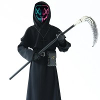 ハロウィンホラーコスチューム発光マスク少年コスチュームドレスアップマントマント服大人の小道具