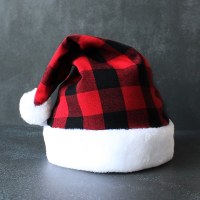 香港の愛 新しいクリスマス用品装飾小道具ホリデードレッシングハットチェック柄クリスマスハット