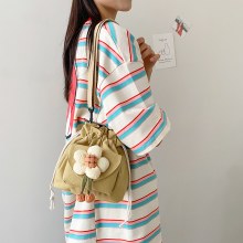 女性用バッグ、日本のかわいい花柄巾着バケツバッグ、女の子用スクールショルダーバッグ、旅行に便利な小さな布製バッグ、クロスボディバッグ