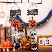 ハロウィーンの装飾的なリストドアリストカボチャのゴーストハンギングデコレーション木製カードドアハンギングハウスカード