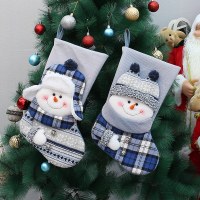 新しいクリスマス到着ブルーニット生地クリスマスパーティーの装飾靴下ギフトバッグクリスマスツリーのペンダントの装飾品