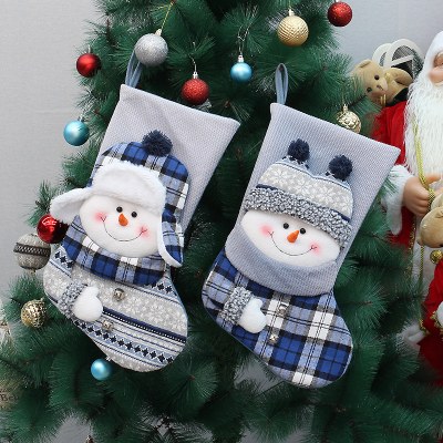 新しいクリスマス到着ブルーニット生地クリスマスパーティーの装飾靴下ギフトバッグクリスマスツリーのペンダントの装飾品